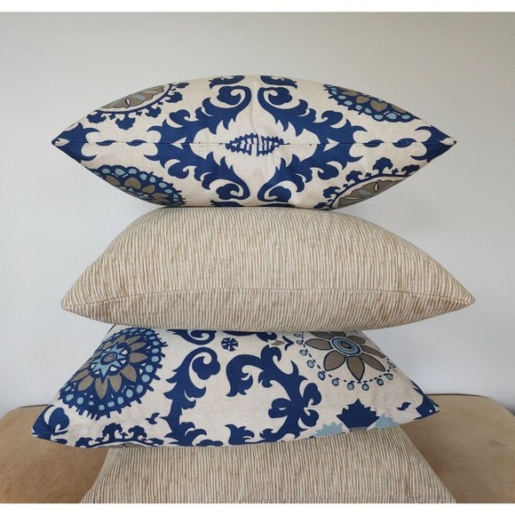 Premier Prints Throw Pillow Covers 20x20 Navy Blue Medallion Zippered Pair NEW - Picture 14 of 16